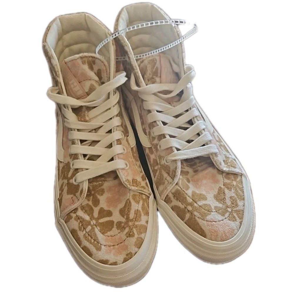 Vans Hi Top Groovy Floral Peach M 7.5 W 9 Sneakers Velvet NEW